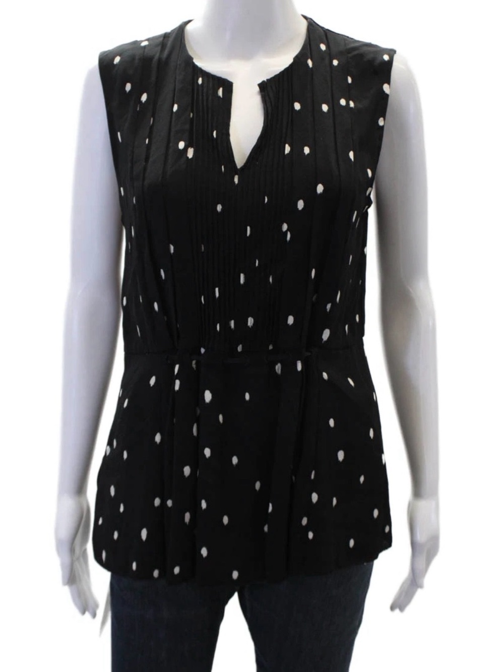 3.1 Phillip Lim Silk Sleeveless Top in Black with White Dot Pattern Size 6